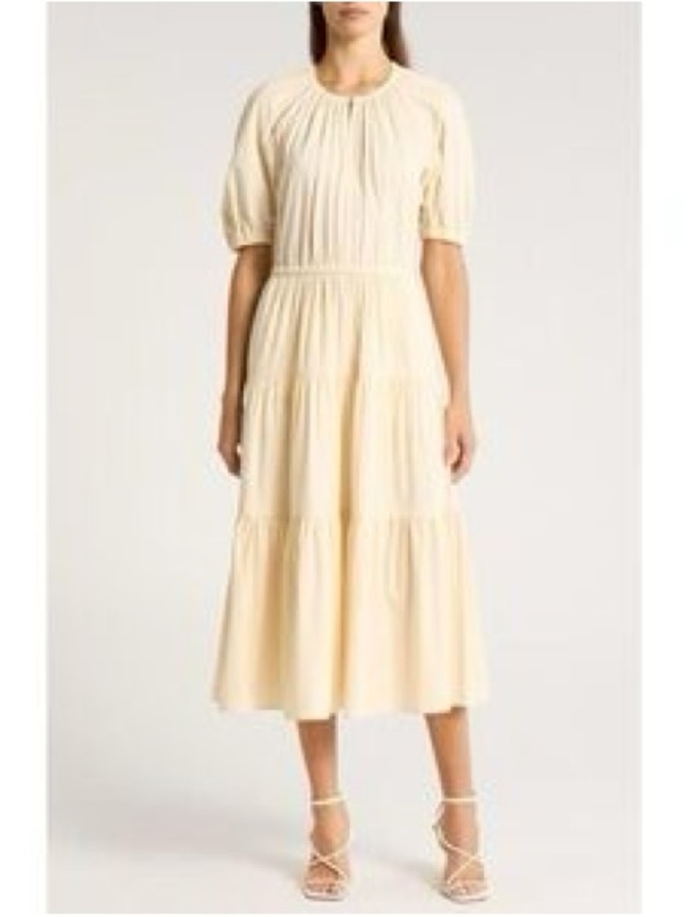 A.L.C cream tiered puff-sleeve midi dress Size 10